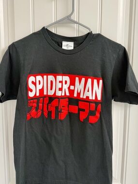 Universal Black Spider-Man Graphic Tee with Red & White Logo